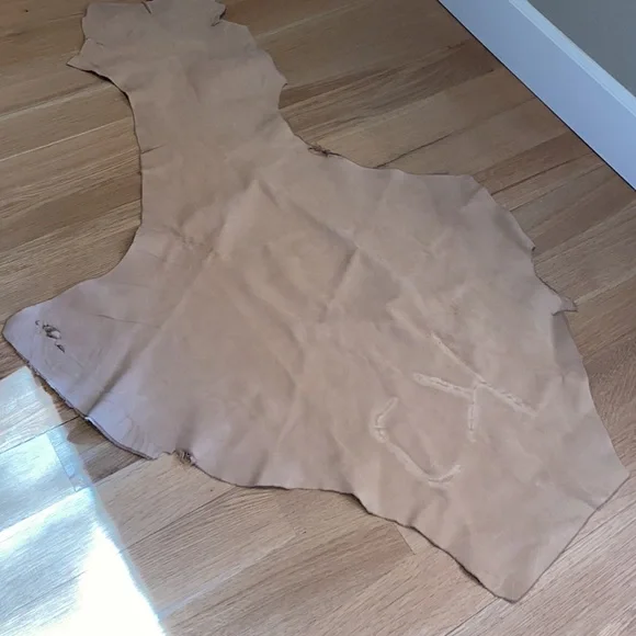 Cowhide Leather Suede Hide Scrap Natural Undyed w/ Branding Brand Crafting Craft - Picture 3 of 12